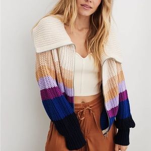 Aerie Double Zip Cardigan
